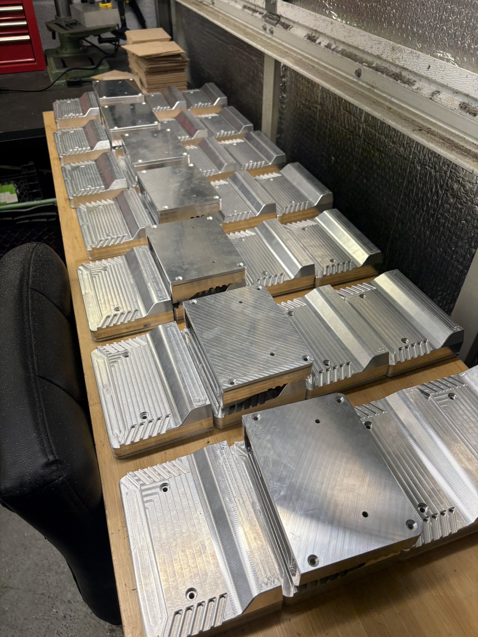 A repeat batch of machined aluminium components